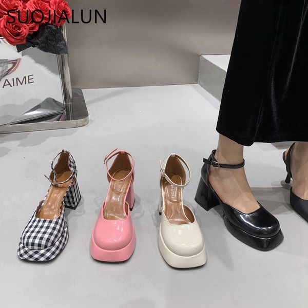 slippers suojialun spring brand women sandal shoes fashion round toe close ankel strap mules square high heel dress pumps 230329, Black
slippers suojialun spring brand women sandal shoes fashion round toe close ankel strap mules square high heel dress pumps 230329, Black
