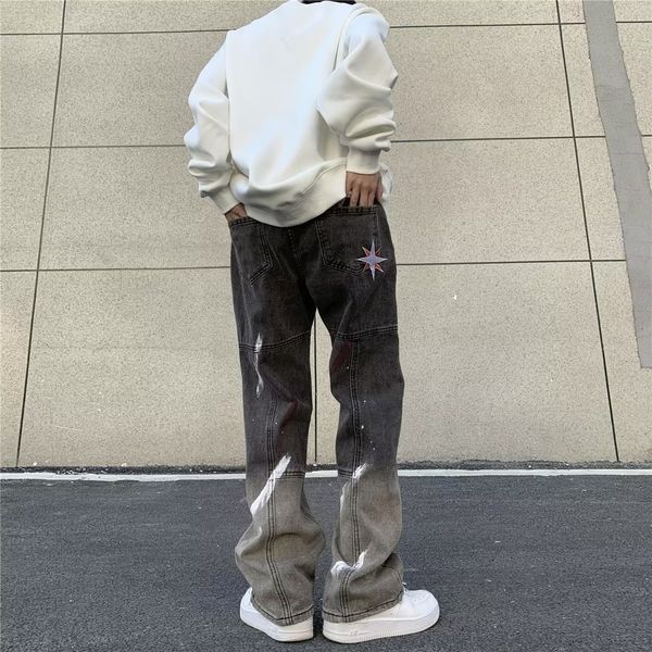 men's jeans high street hiphop jeans work straight pants black gray gradient speckled streetwear pantalon homme 230329, Blue
men's jeans high street hiphop jeans work straight pants black gray gradient speckled streetwear pantalon homme 230329, Blue