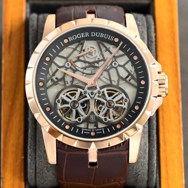 roger duby watch for men uxury man's multifunctional watch skeleton design with mechanical movement, Slivery;brown
roger duby watch for men uxury man's multifunctional watch skeleton design with mechanical movement, Slivery;brown