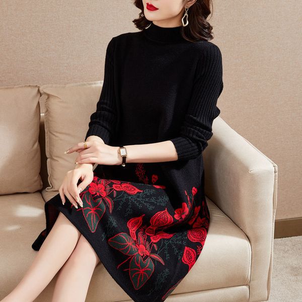 casual dresses women oversize knitting dress vintage print half high collar pullover female sweater office lady thicken bottom clothes 23032, Black;gray
casual dresses women oversize knitting dress vintage print half high collar pullover female sweater office lady thicken bottom clothes 23032, Black;gray
