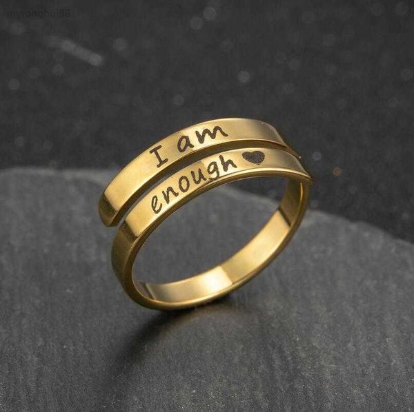 i am enough japanese and korean fashion engraving double layer stainless steel simple opening adjustable ring ins n9kp, Silver
i am enough japanese and korean fashion engraving double layer stainless steel simple opening adjustable ring ins n9kp, Silver