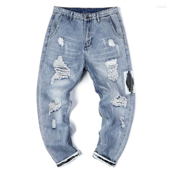men's jeans ripped for men hip hop printed men's motocycle loose fit distressed hollow out oversize cropped pants kpop, Blue
men's jeans ripped for men hip hop printed men's motocycle loose fit distressed hollow out oversize cropped pants kpop, Blue