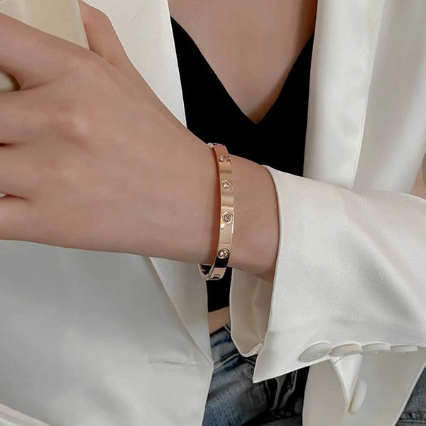 designer bracelet love bangle jewelry titanium steel synthetic zircon bracelet fashion japan and south korea women's colorless versatil, Black
designer bracelet love bangle jewelry titanium steel synthetic zircon bracelet fashion japan and south korea women's colorless versatil, Black