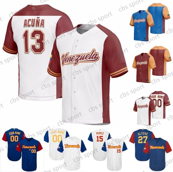 Image of 2023 WBC Wbs Venezuela 27 Jose Altuve Baseball Jersey Ronald Acuna Jr. Miguel Cabrera Saador Perez Luis Arraez Eduardo ESCOBAR Gleyber