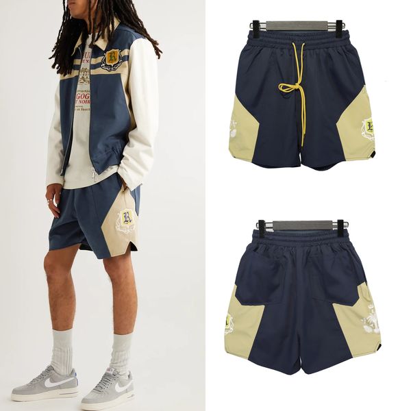 men's shorts 23ss color matching drawstring rhude men women eu size 100 cotton casual summer skateboard 230329, White;black
men's shorts 23ss color matching drawstring rhude men women eu size 100 cotton casual summer skateboard 230329, White;black
