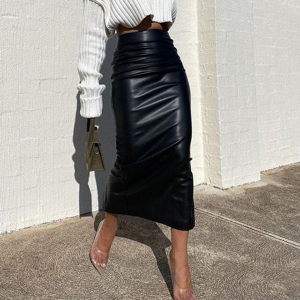 skirts winter elegant office lady pu shining leather split vintage y2k black long woman clothes 230329
skirts winter elegant office lady pu shining leather split vintage y2k black long woman clothes 230329