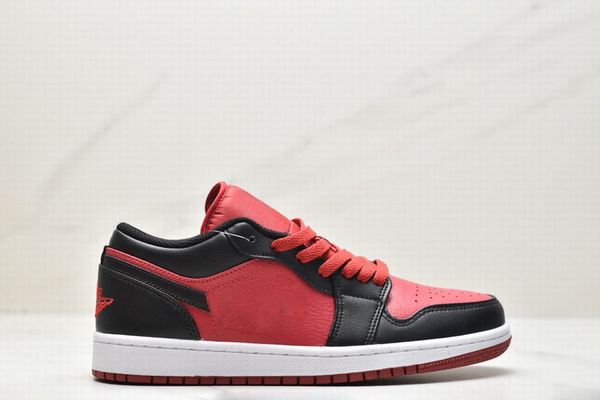 with box 1 low gym red basketball shoes men women 1s red black white sneaker