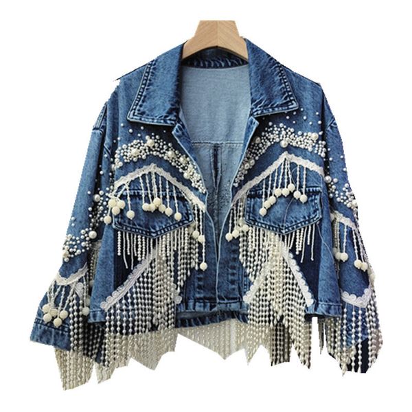 women's jackets woman harajuku beaded fringed hollow denim jacket spring pearls tassels holes jeans coat loose tuin down collar cardiga, Black;brown
women's jackets woman harajuku beaded fringed hollow denim jacket spring pearls tassels holes jeans coat loose tuin down collar cardiga, Black;brown