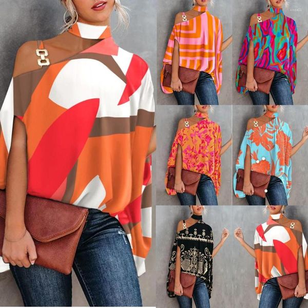 women women's blouses shirts summer halter bat sleeve printed ladies shirt casual loose off the shoulder chain spliced suspenders blous, White
women women's blouses shirts summer halter bat sleeve printed ladies shirt casual loose off the shoulder chain spliced suspenders blous, White