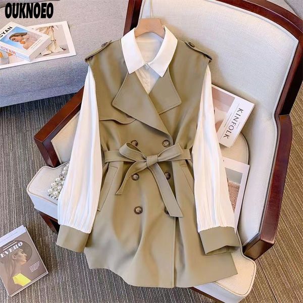 women's trench coats spring long french korean 2 in 1 casual belt vest jacket 2023 luxury summer thin slim sun protect 230329, Tan;black
women's trench coats spring long french korean 2 in 1 casual belt vest jacket 2023 luxury summer thin slim sun protect 230329, Tan;black