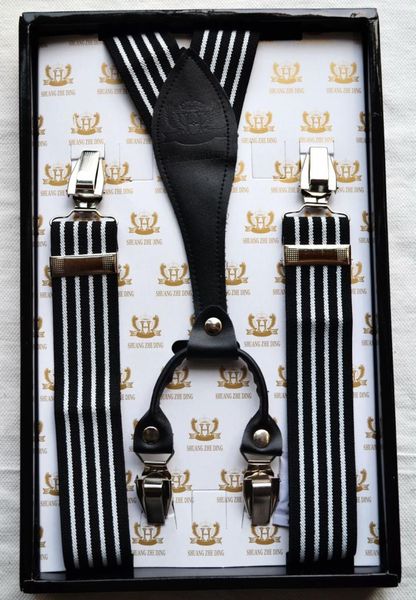 men039s genuine leather yback button suspender tuxedo adjustable striped solid print clipon metal braces with box7379542, Black;white
men039s genuine leather yback button suspender tuxedo adjustable striped solid print clipon metal braces with box7379542, Black;white