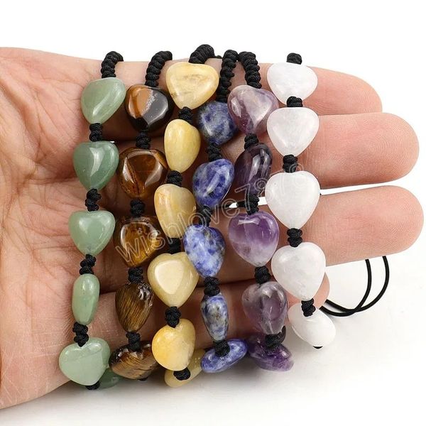 natural crystal stone handmade rope braided heart charm bracelets fashion yoga beaded jewelry for women men, Golden;silver
natural crystal stone handmade rope braided heart charm bracelets fashion yoga beaded jewelry for women men, Golden;silver