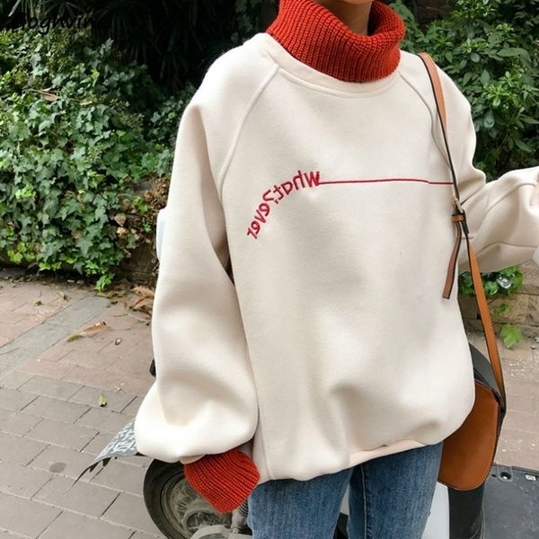 women's hoodies sweatshirts wanita all match berleher tinggi gaya korea kasual tebal hangat longgar harajuku atasan lembut huruf pullov, Black
women's hoodies sweatshirts wanita all match berleher tinggi gaya korea kasual tebal hangat longgar harajuku atasan lembut huruf pullov, Black