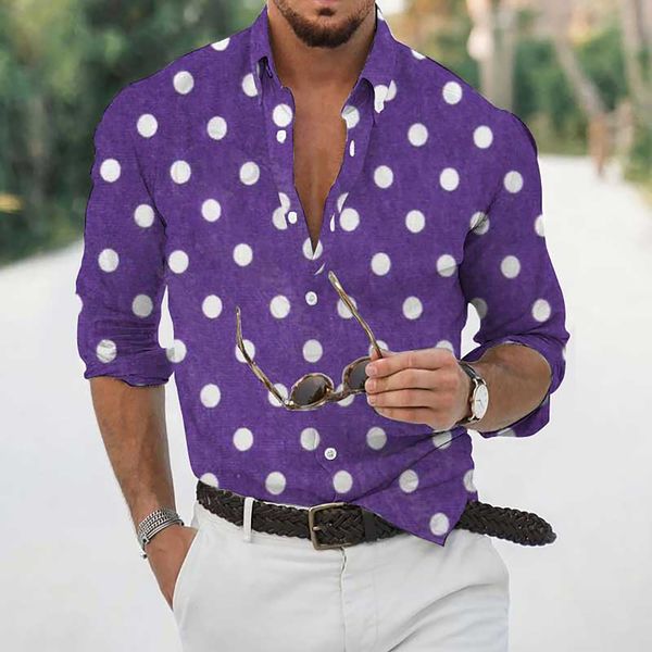 men's casual shirts vintage long sleeve polka dot print purple shirt for men daily streetwear clothes harajuku male blouse 230329, White;black
men's casual shirts vintage long sleeve polka dot print purple shirt for men daily streetwear clothes harajuku male blouse 230329, White;black