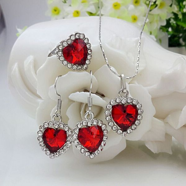 heart of the sea pendant necklace ear studs ring jewelry suit inlaid zircon rhinestone twinkle decorate adjeustable length necklace gift wom, Silver
heart of the sea pendant necklace ear studs ring jewelry suit inlaid zircon rhinestone twinkle decorate adjeustable length necklace gift wom, Silver