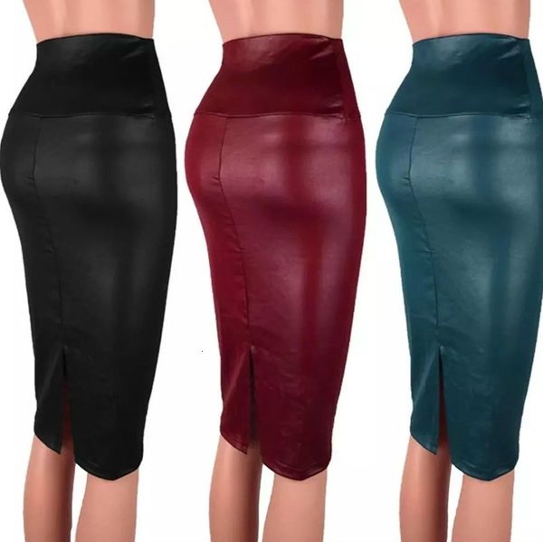 skirts fashion women high waist split faux leather knee length pencil skirt for female 230329, Black
skirts fashion women high waist split faux leather knee length pencil skirt for female 230329, Black