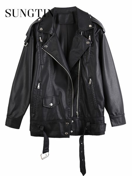women's leather faux leather sungtin black pu leather jacket women's with ultrafine belt korea loose fit motorcycle artificial lea
women's leather faux leather sungtin black pu leather jacket women's with ultrafine belt korea loose fit motorcycle artificial lea