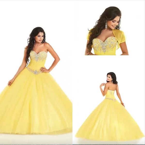sweetheart beaded crystal yellow organza sweet 16 quinceanera dresses crystal ball gown party prom gowns, Blue;red
sweetheart beaded crystal yellow organza sweet 16 quinceanera dresses crystal ball gown party prom gowns, Blue;red