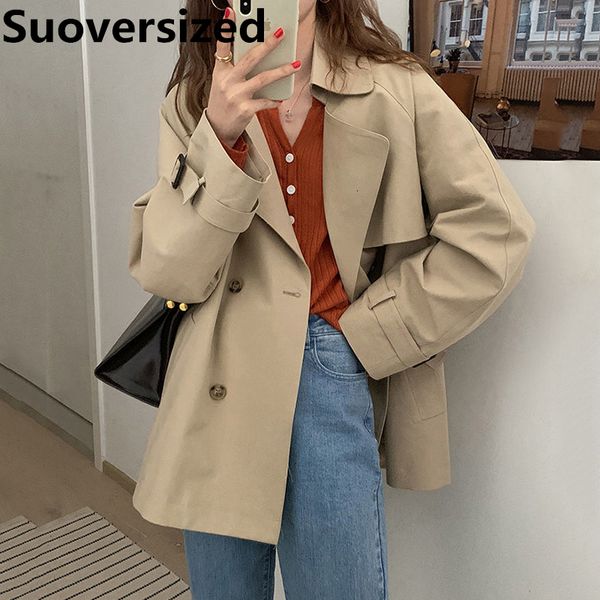 women's trench coats korean women khaki classic spring fall fashion streetwear doublebreasted windbreaker loose casual in outerwear 230, Tan;black
women's trench coats korean women khaki classic spring fall fashion streetwear doublebreasted windbreaker loose casual in outerwear 230, Tan;black