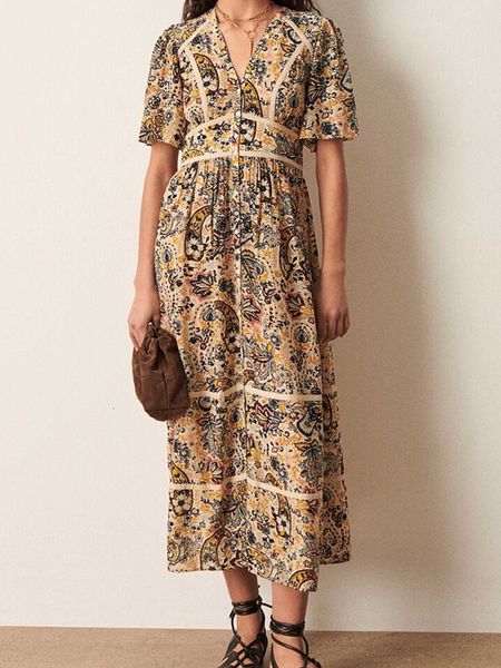 casual dresses women's mid-calf dress single breasted floral print high waist tunic ladies deep v-neck short sleeve robes spring 230329, Black;gray
casual dresses women's mid-calf dress single breasted floral print high waist tunic ladies deep v-neck short sleeve robes spring 230329, Black;gray