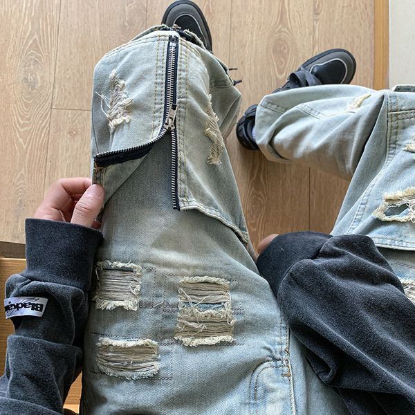 men's jeans men's high street jeans fashion trend zipper design ripped hiphop loose mop pants 230329, Blue
men's jeans men's high street jeans fashion trend zipper design ripped hiphop loose mop pants 230329, Blue