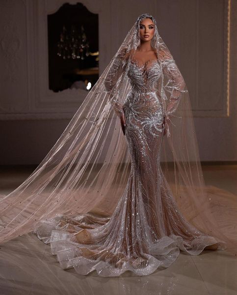 mermaid wedding dresses long sleeves v neck beaded sequins appliques 3d lace hollow sparkly bridal gowns lace-up bridal gowns plus size vest, White
mermaid wedding dresses long sleeves v neck beaded sequins appliques 3d lace hollow sparkly bridal gowns lace-up bridal gowns plus size vest, White