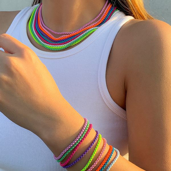 enamel pop chain necklaces retro 1980's style colored metal necklace neon necklace jewelry, Silver
enamel pop chain necklaces retro 1980's style colored metal necklace neon necklace jewelry, Silver