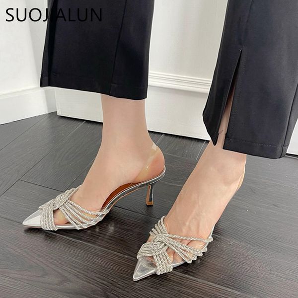 slippers suojialun spring pointed toe women sandal shoes thin high heel ladies fashion crystal bowknot dress party pumps 230329, Black
slippers suojialun spring pointed toe women sandal shoes thin high heel ladies fashion crystal bowknot dress party pumps 230329, Black