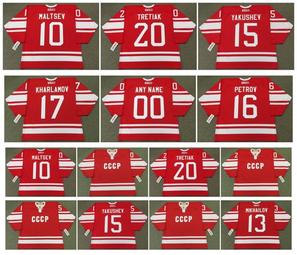 vladislav tretiak 1972 team ussr russia throwback hockey jersey alexander yakushev boris mikhailov valeri kharlamov alexander maltsev vladim, Black;red
vladislav tretiak 1972 team ussr russia throwback hockey jersey alexander yakushev boris mikhailov valeri kharlamov alexander maltsev vladim, Black;red