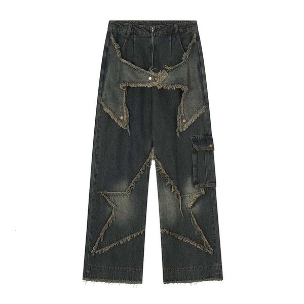 men's pants hi street ripped vintage wide leg jeans trousers star pattern streetwear straight denim for male loose 230328, Black
men's pants hi street ripped vintage wide leg jeans trousers star pattern streetwear straight denim for male loose 230328, Black