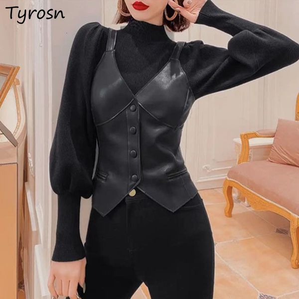 women's vests women's design pu street clothing ultrathin v-neck solid black korean full matching sleeveless button belt women, Black;white
women's vests women's design pu street clothing ultrathin v-neck solid black korean full matching sleeveless button belt women, Black;white