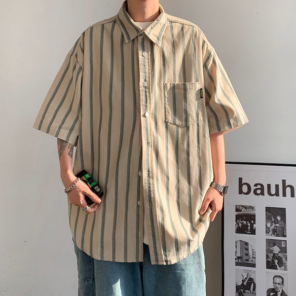 men's casual shirts 2023 retro striped short sleeve for summer japanese fashion loose hawaiian shirt oversized clothing 230329, White;black
men's casual shirts 2023 retro striped short sleeve for summer japanese fashion loose hawaiian shirt oversized clothing 230329, White;black