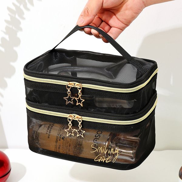 cosmetic bags cases big size double layer mesh makeup women organizer transparent travel wash beauty case toiletry kit 230329
cosmetic bags cases big size double layer mesh makeup women organizer transparent travel wash beauty case toiletry kit 230329