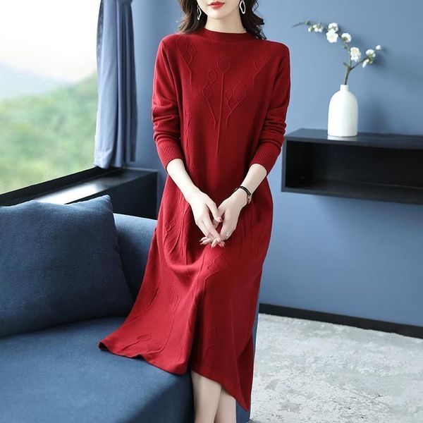 casual dresses oversize women long knitting dress for autumn winter office lady solid print half high collar pullover sweater vestidos 23032, Black;gray
casual dresses oversize women long knitting dress for autumn winter office lady solid print half high collar pullover sweater vestidos 23032, Black;gray