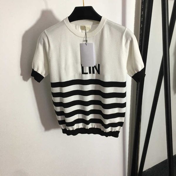 23ss tee knits womens t-shirt designer clothes women chest logo letter color matching striped short sleeve knitted shirt t-shirt women clot, White
23ss tee knits womens t-shirt designer clothes women chest logo letter color matching striped short sleeve knitted shirt t-shirt women clot, White