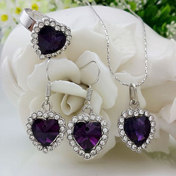 5 sets/lot heart of the sea pendant necklace ear studs ring suit inlaid zircon rhinestone twinkle decorate adjeustable length non fading jew, Black
5 sets/lot heart of the sea pendant necklace ear studs ring suit inlaid zircon rhinestone twinkle decorate adjeustable length non fading jew, Black