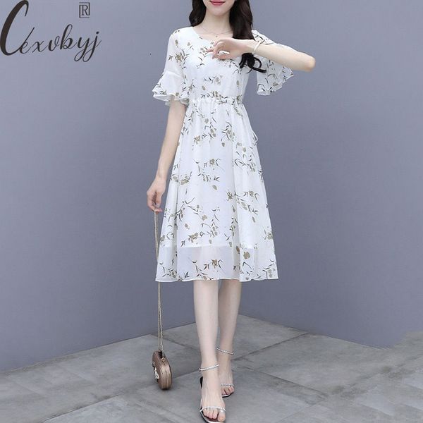 casual dresses women sweet o-neck chiffon dress print floral short sleeve elegant dress chic slim waist temperament ruffles midi dress 23032, Black;gray
casual dresses women sweet o-neck chiffon dress print floral short sleeve elegant dress chic slim waist temperament ruffles midi dress 23032, Black;gray