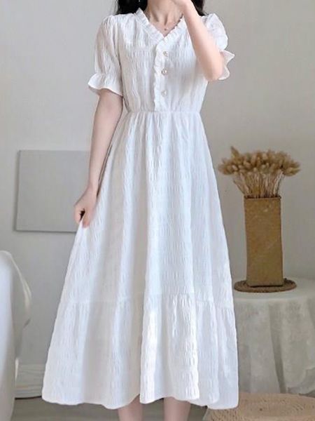 casual dresses summer white chiffon dress women korean fashion preppy style sweet long dress elegant short sleeve high waist ruffles maxi dr, Black;gray
casual dresses summer white chiffon dress women korean fashion preppy style sweet long dress elegant short sleeve high waist ruffles maxi dr, Black;gray