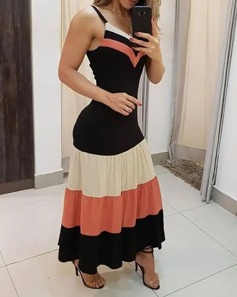 casual dresses summer women's vneck sleeveless color lock spaghetti strap ruffled long dress 230329, Black;gray
casual dresses summer women's vneck sleeveless color lock spaghetti strap ruffled long dress 230329, Black;gray