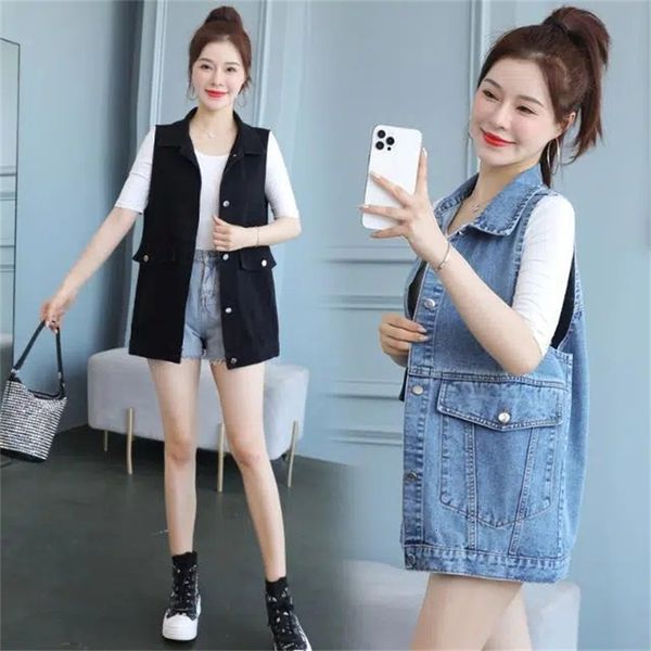 women's vests denim tank women's jacket wearing joker spring autumn sleeveless jacket korea loose fit long waist jacket denim jack, Black;white
women's vests denim tank women's jacket wearing joker spring autumn sleeveless jacket korea loose fit long waist jacket denim jack, Black;white