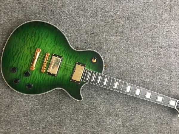 classic lp green quilted mahogany wood lp custom electric guitar, ebony fretboard
classic lp green quilted mahogany wood lp custom electric guitar, ebony fretboard