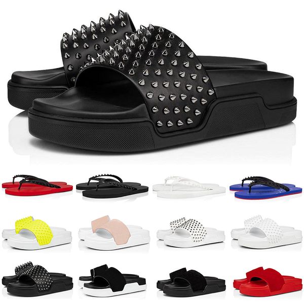 men women luxury slippers sandals slides triple black white red rivet flat flip flops beach l platform indoor sandal with box 38-46
men women luxury slippers sandals slides triple black white red rivet flat flip flops beach l platform indoor sandal with box 38-46