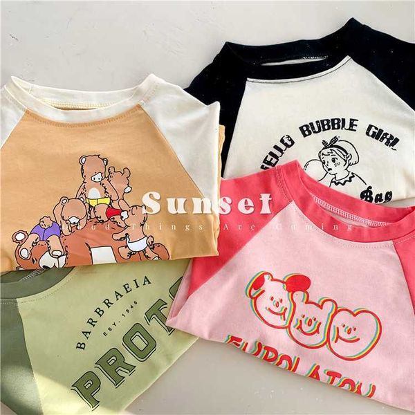 2023 spring and autumn children's wear color matching japanese cotton boys girls' little bear print raglan sleeve kids' t-shi, Black
2023 spring and autumn children's wear color matching japanese cotton boys girls' little bear print raglan sleeve kids' t-shi, Black