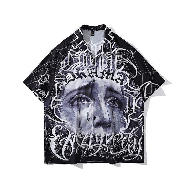 men's casual shirts street fashion rock hiphop shirt summer cyberpunk loose y2k portrait print shortsleeved gothic simple clothing 2303, White;black
men's casual shirts street fashion rock hiphop shirt summer cyberpunk loose y2k portrait print shortsleeved gothic simple clothing 2303, White;black