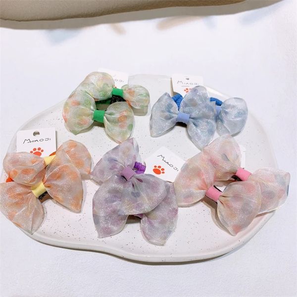 1 pair new korean fashion children's ponytail hair accessories sweet girl beautiful colorful dot mesh bow rubber band hair rope, Slivery;white
1 pair new korean fashion children's ponytail hair accessories sweet girl beautiful colorful dot mesh bow rubber band hair rope, Slivery;white