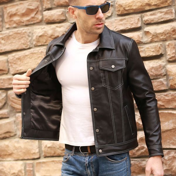 men's leather faux men casual genuine coat luxury real jacket slim lapel black pocket sheep aviation clothes 230329
men's leather faux men casual genuine coat luxury real jacket slim lapel black pocket sheep aviation clothes 230329