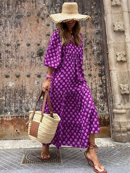 casual dresses bohemia floral print lantern sleeve maxi dress for women casual v-neck ruffles vintage dress female holiday beach dress vesti, Black;gray
casual dresses bohemia floral print lantern sleeve maxi dress for women casual v-neck ruffles vintage dress female holiday beach dress vesti, Black;gray