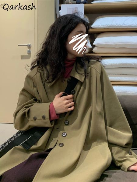 women's trench coats long style for women solid tender autumn ladies ropa mujer minimalist preppy korean retro students chic 230329, Tan;black
women's trench coats long style for women solid tender autumn ladies ropa mujer minimalist preppy korean retro students chic 230329, Tan;black