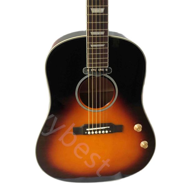 custom john lennon electric acoustic guitar with sound hole passive pickup j160 in sunburst finish 
custom john lennon electric acoustic guitar with sound hole passive pickup j160 in sunburst finish