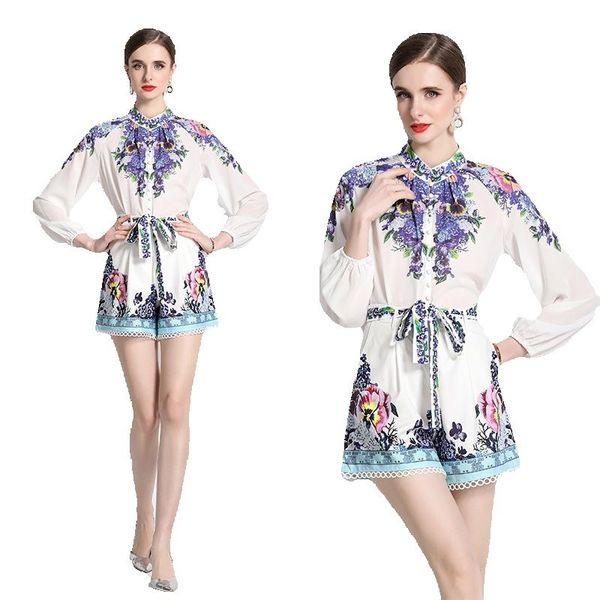 summer designer floral short pant sets white two piece sets women 2023 print party shirt and short trousers lace up bow 2 piece set long sle
summer designer floral short pant sets white two piece sets women 2023 print party shirt and short trousers lace up bow 2 piece set long sle